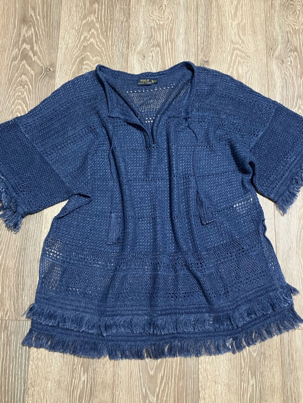 Polo Ralph Lauren Navy Crochet Tassel Tunic Swimsuit Cover